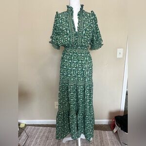 Boho Green Printed Maxi Dress